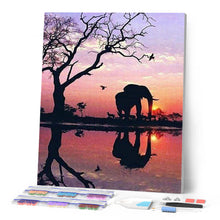 Load image into Gallery viewer, Diamond Painting - Elephant and Sunset Sun