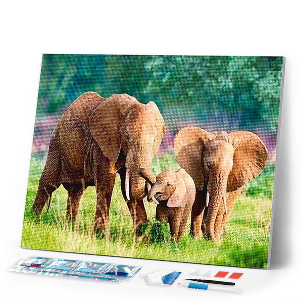 Diamond Painting | Diamond Painting - Elephants Family | animals Diamond Painting Animals elephants | FiguredArt