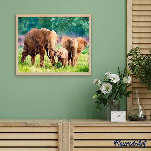 Diamond Painting - Elephants Family