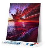 Diamond Painting | Diamond Painting - Wave and Red Sky | Diamond Painting Landscapes landscapes | FiguredArt