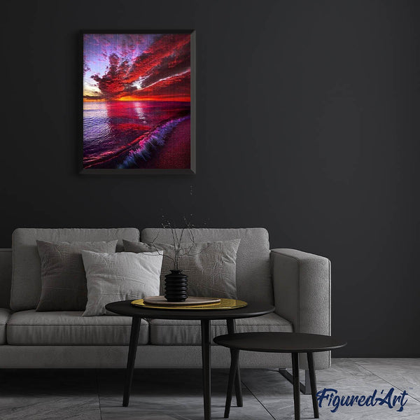 Diamond Painting - Wave and Red Sky