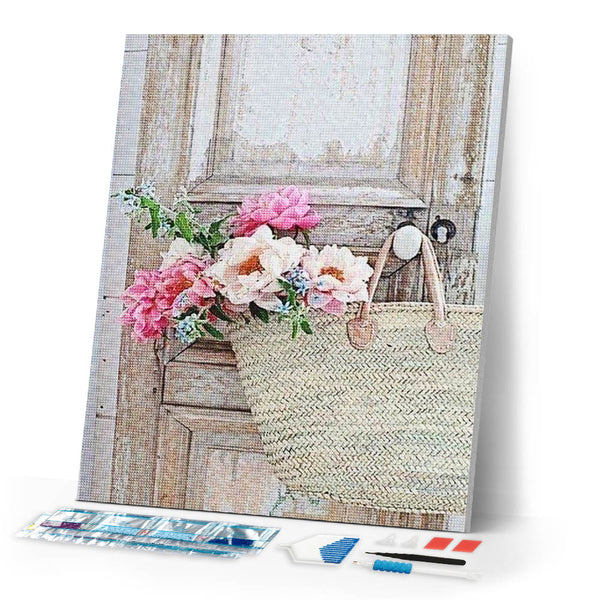 Diamond Painting | Diamond Painting - Bag and flowers | Diamond Painting Flowers flowers | FiguredArt