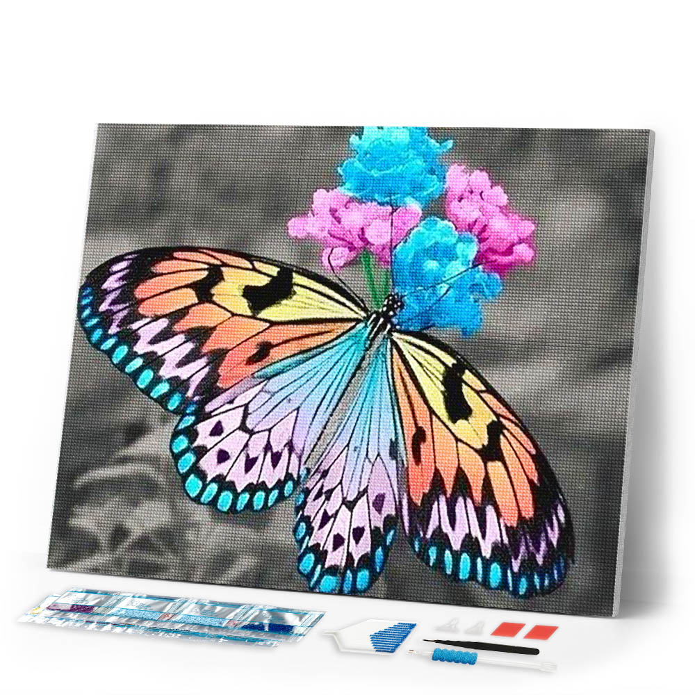 Diamond Painting | Diamond Painting - Butterfly gathering pollen | animals butterflies Diamond Painting Animals | FiguredArt