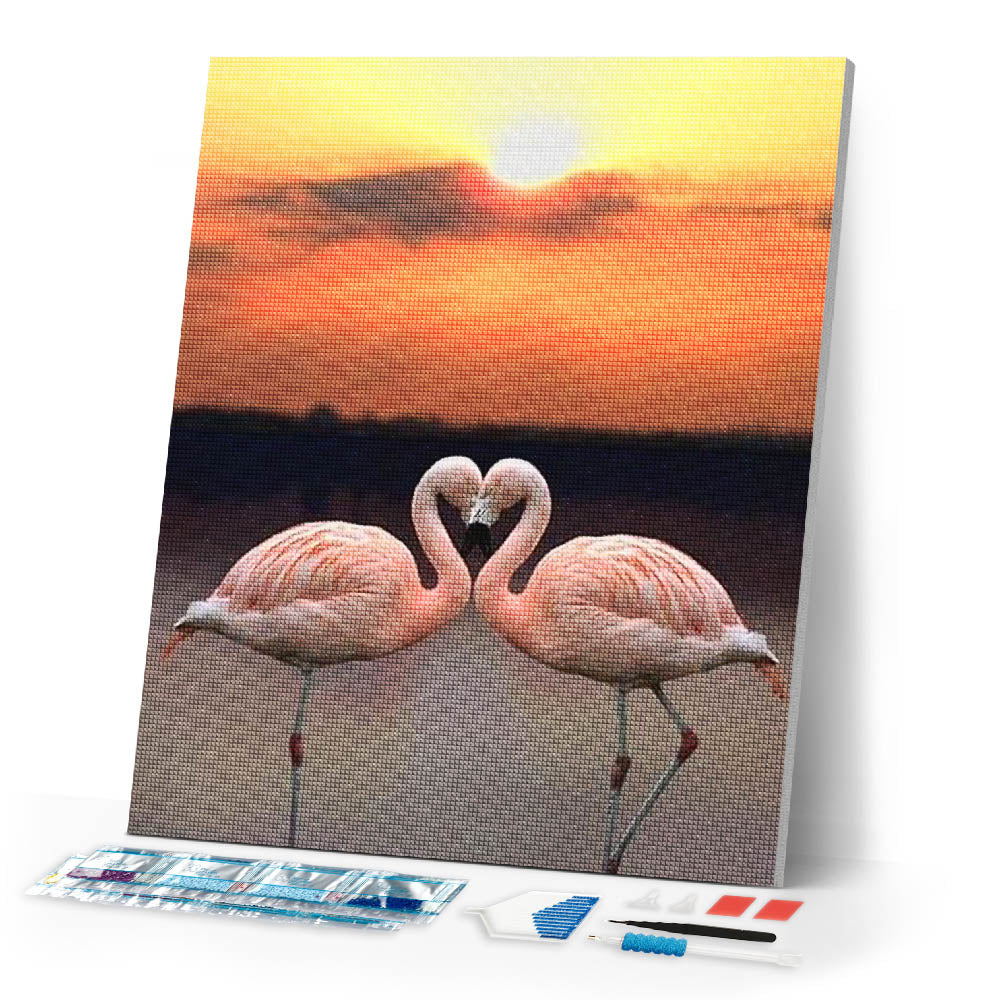 Diamond Painting | Diamond Painting - Love Flamingos | animals Diamond Painting Animals flamingos | FiguredArt
