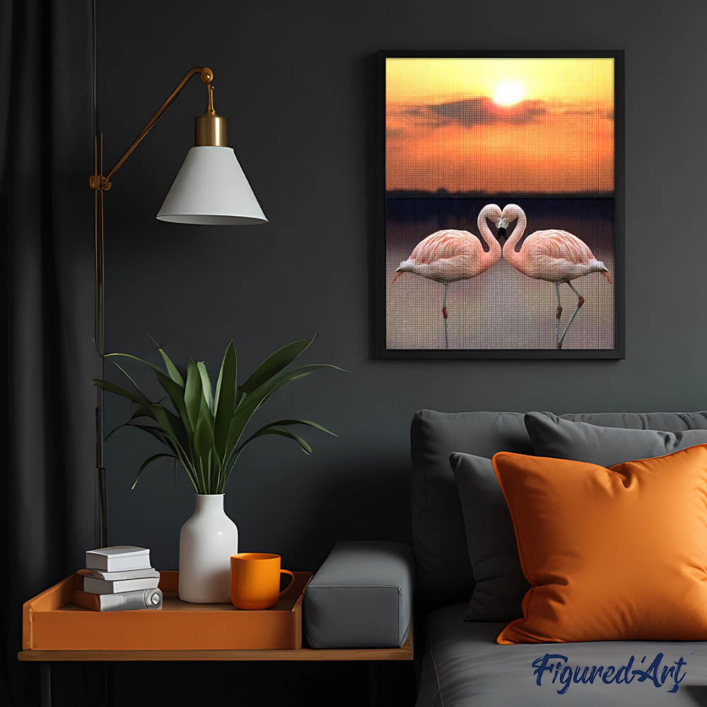 Diamond Painting - Love Flamingos