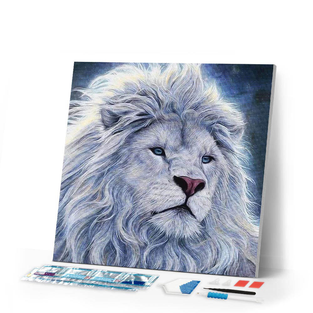 Diamond Painting | Diamond Painting - White Lion | animals Diamond Painting Animals lions | FiguredArt