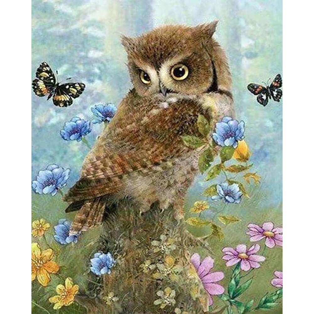 Diamond Painting - Owl and Butterflies