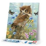 Diamond Painting | Diamond Painting - Owl and Butterflies | animals butterflies Diamond Painting Animals owls | FiguredArt
