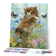 Load image into Gallery viewer, Diamond Painting - Owl and Butterflies