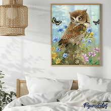 Load image into Gallery viewer, Diamond Painting - Owl and Butterflies
