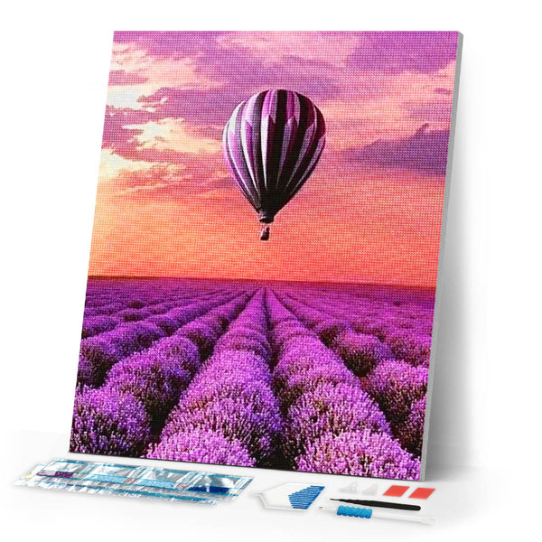 Diamond Painting | Diamond Painting - Hot Air Balloon over the fields | Diamond Painting Landscapes landscapes | FiguredArt