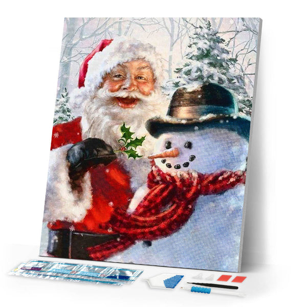 Diamond Painting | Diamond Painting - Santa and Snowman | christmas Diamond Painting Religion religion winter | FiguredArt