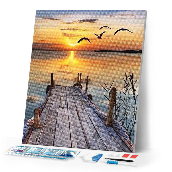 Diamond Painting | Diamond Painting - Dock on Lake | Diamond Painting Landscapes landscapes | FiguredArt
