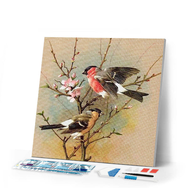 Diamond Painting | Diamond Painting - Little Bird on Branch | animals birds Diamond Painting Animals | FiguredArt