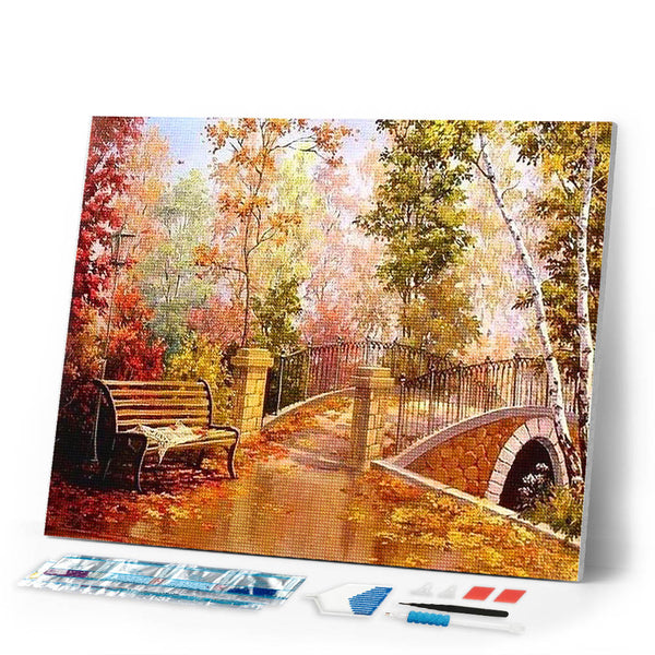 Diamond Painting | Diamond Painting - Bridge during Fall | Diamond Painting Romance romance | FiguredArt