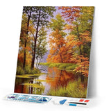 Diamond Painting | Diamond Painting - Lake in Autumn | Diamond Painting Landscapes landscapes | FiguredArt