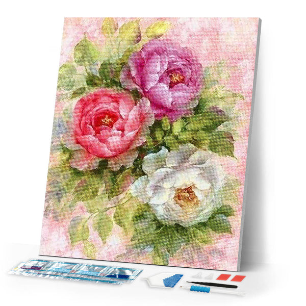Diamond Painting | Diamond Painting - Flowers 3 colors | Diamond Painting Flowers flowers | FiguredArt