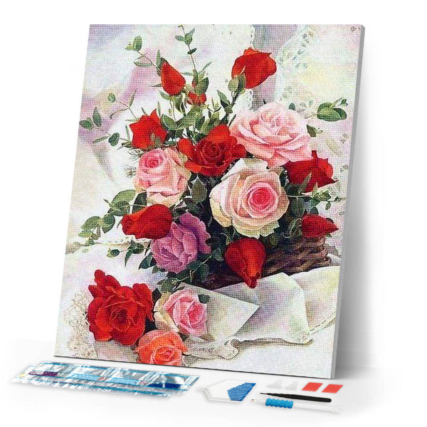 Diamond Painting | Diamond Painting - Roses Beautiful Flowers | Diamond Painting Flowers flowers | FiguredArt