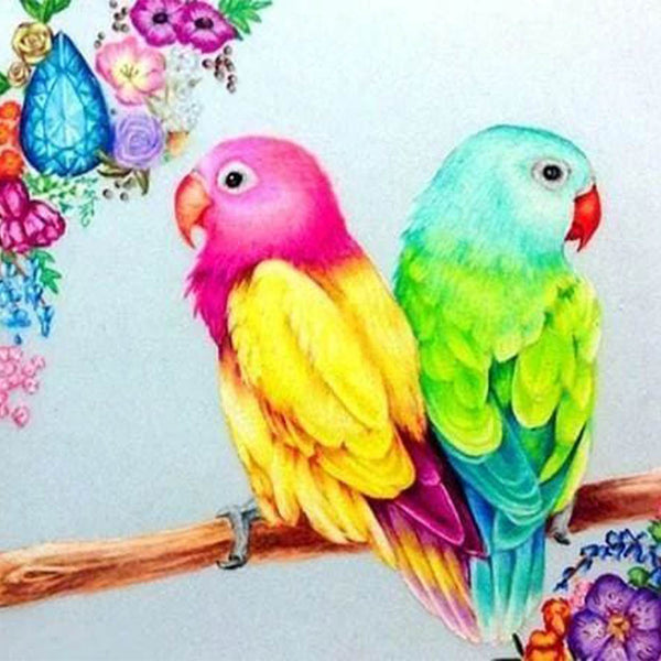 Diamond Painting - Colorful Parakeets