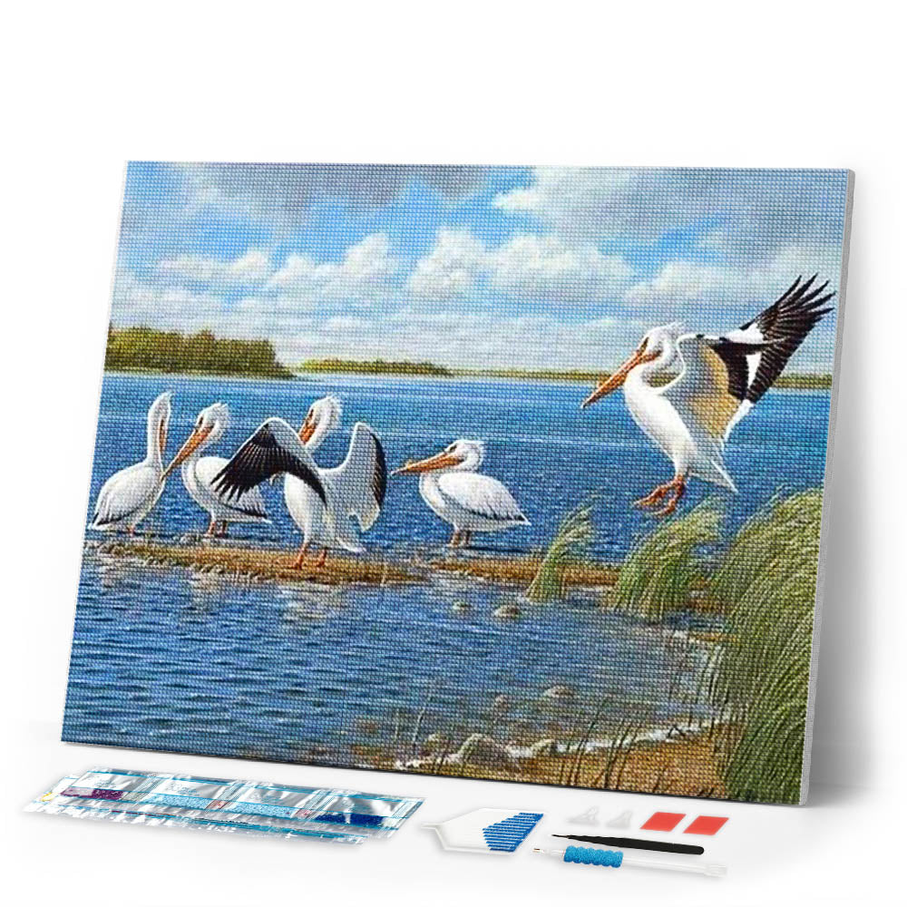 Diamond Painting | Diamond Painting - Birds on the Lake | animals birds Diamond Painting Animals | FiguredArt