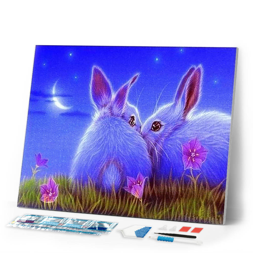 Diamond Painting | Diamond Painting - Cute Rabbits | animals Diamond Painting Animals rabbits | FiguredArt