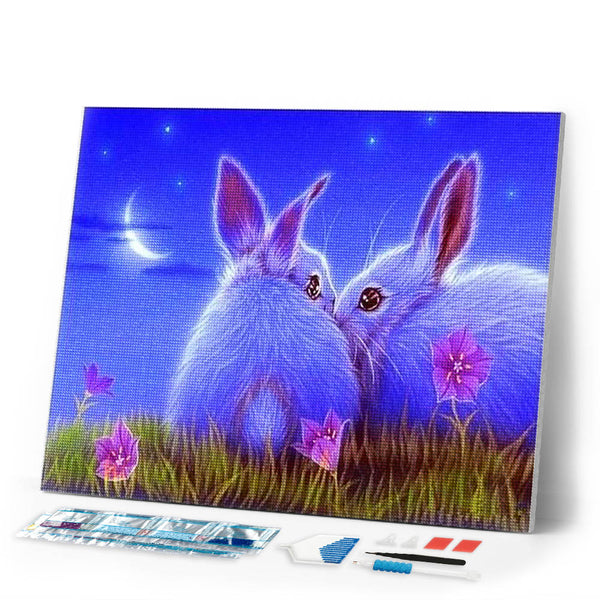 Diamond Painting | Diamond Painting - Cute Rabbits | animals Diamond Painting Animals rabbits | FiguredArt