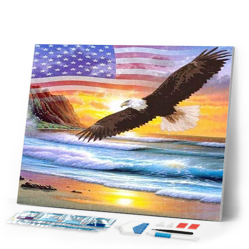 Diamond Painting | Diamond Painting - Eagle Flag USA | animals Diamond Painting Animals eagles | FiguredArt