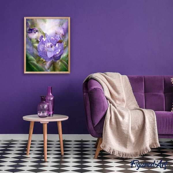 Diamond Painting - Purple Flower and Bird