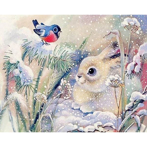 Diamond Painting - White Rabbit in the Snow