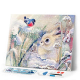 Diamond Painting | Diamond Painting - White Rabbit in the Snow | animals Diamond Painting Animals rabbits winter | FiguredArt