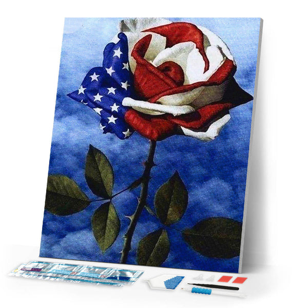 Diamond Painting | Diamond Painting - Pink American flag | Diamond Painting Flowers flowers | FiguredArt