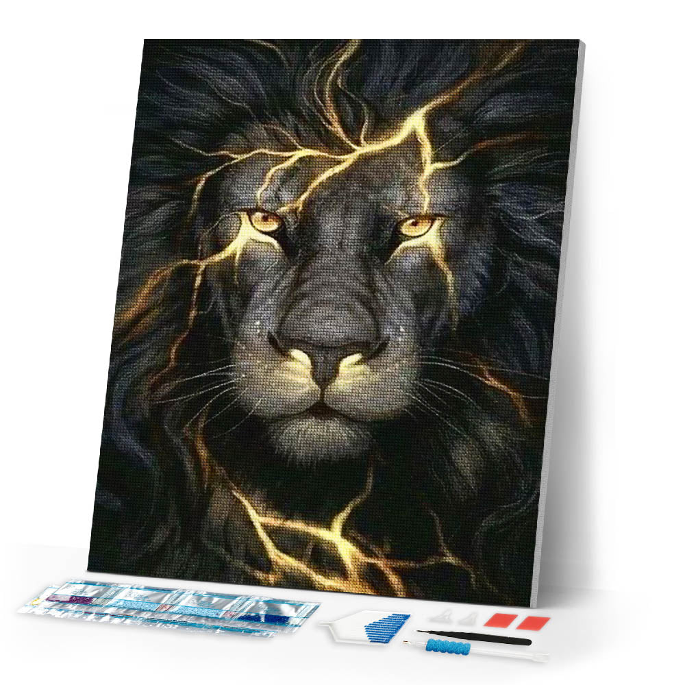 Diamond Painting | Diamond Painting - Black Lion | animals Diamond Painting Animals lions | FiguredArt