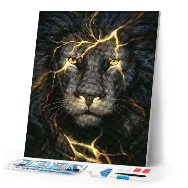 Diamond Painting | Diamond Painting - Black Lion | animals Diamond Painting Animals lions | FiguredArt