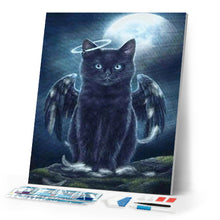 Load image into Gallery viewer, Diamond Painting | Diamond Painting - Black Cat Angel | animals cats Diamond Painting Animals | FiguredArt