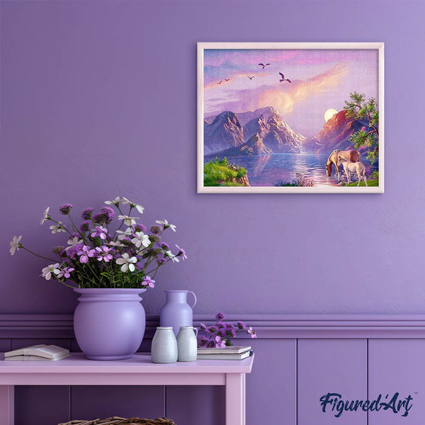 Diamond Painting - Horses by the Lake