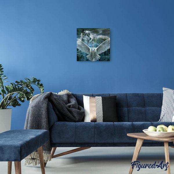 Diamond Painting - Gray Wolf and Owl