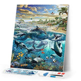 Diamond Painting | Diamond Painting - Fish and Dolphins | animals Diamond Painting Animals dolphins fish | FiguredArt