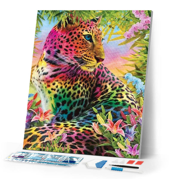 Diamond Painting | Diamond Painting - Colorful Leopard | animals Diamond Painting Animals leopards | FiguredArt