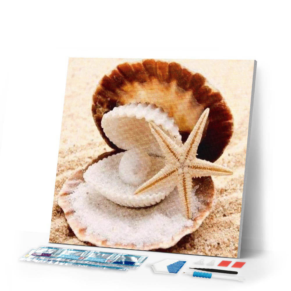 Diamond Painting | Diamond Painting - Starfish and Seashell | animals Diamond Painting Animals | FiguredArt