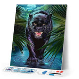 Diamond Painting | Diamond Painting - Threatening Black Panther | animals Diamond Painting Animals panthers | FiguredArt