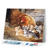 Diamond Painting | Diamond Painting - Kittens and Hen | animals cats Diamond Painting Animals | FiguredArt