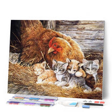 Load image into Gallery viewer, Diamond Painting - Kittens and Hen