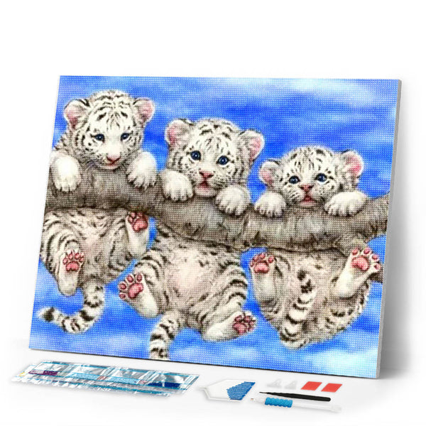 Diamond Painting | Diamond Painting - Babies Tigers mischievous | animals Diamond Painting Animals tigers | FiguredArt
