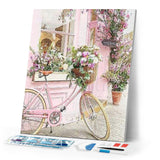 Diamond Painting | Diamond Painting - Pink Bicycle | cities Diamond Painting Cities | FiguredArt