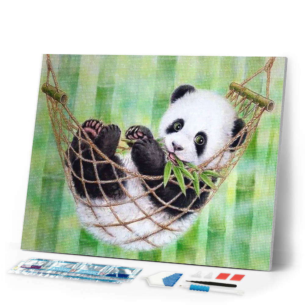 Diamond Painting | Diamond Painting - Baby Panda in its hammock | animals Diamond Painting Animals pandas | FiguredArt