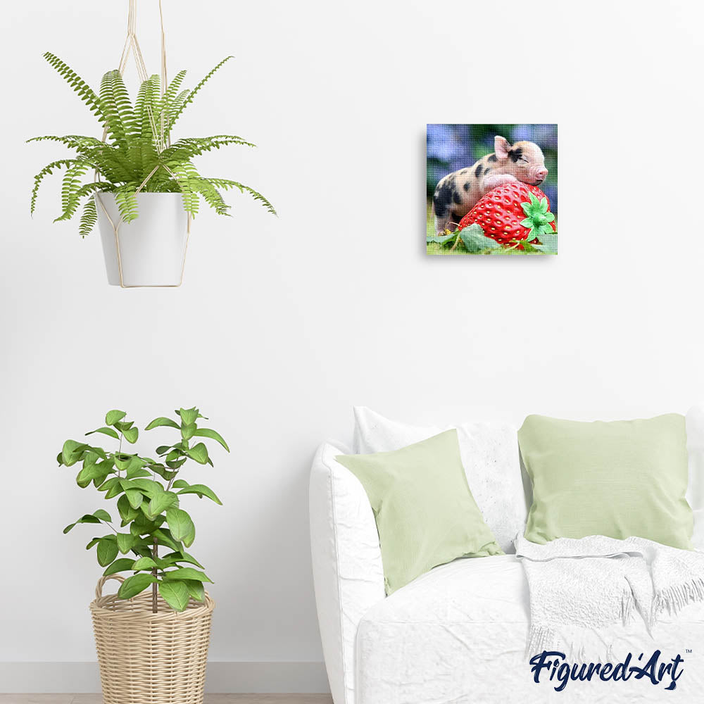 Diamond Painting - Baby Pig and Strawberry