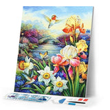 Diamond Painting | Diamond Painting - Hummingbird near the River | animals Diamond Painting Animals Diamond Painting Flowers flowers |