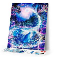 Load image into Gallery viewer, Diamond Painting | Diamond Painting - Dolphins and Enchanted River | animals Diamond Painting Animals Diamond Painting Landscapes dolphins