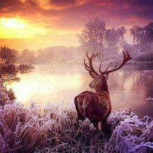 Load image into Gallery viewer, Diamond Painting - Deer near the Lake