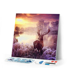 Load image into Gallery viewer, Diamond Painting | Diamond Painting - Deer near the Lake | animals Diamond Painting Animals Diamond Painting Landscapes landscapes |
